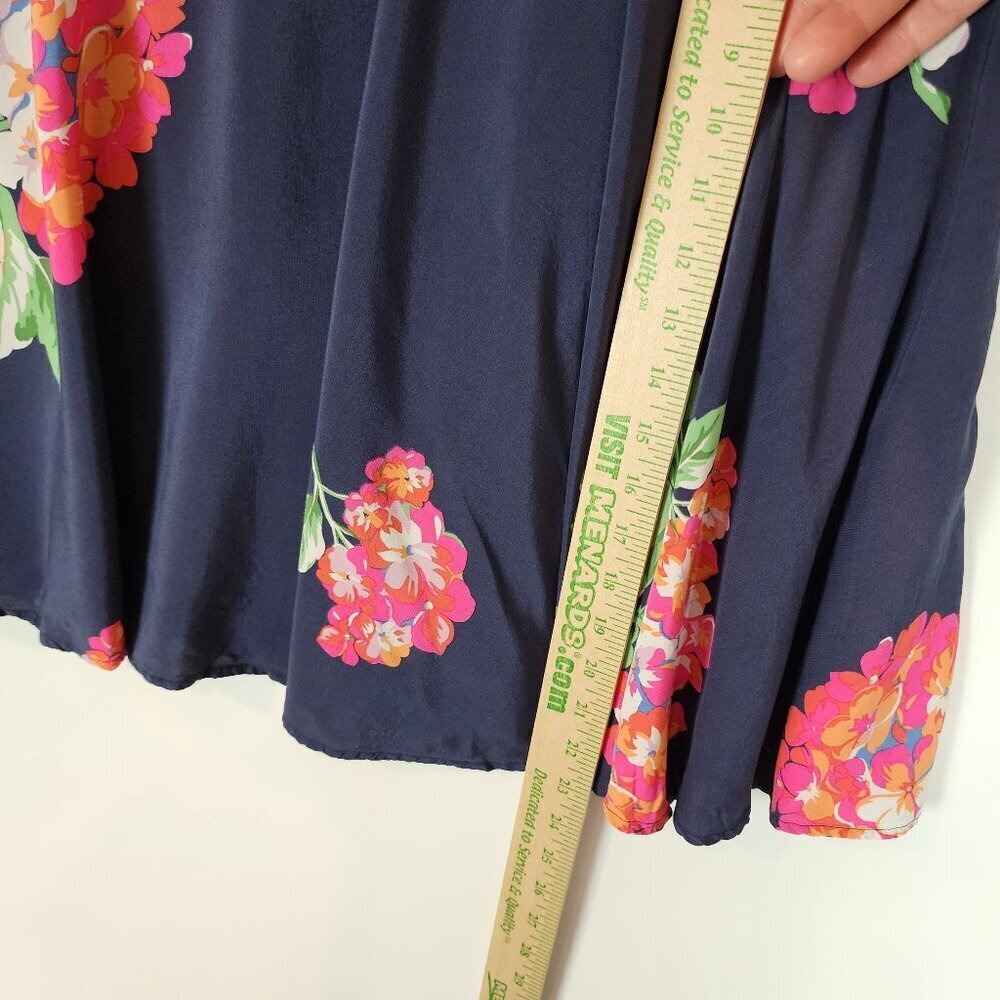 Boden Floral Circle Skirt Flowy Lightweight Lined Navy Blue Pink Flower Skirt 10 - Picture 9 of 10